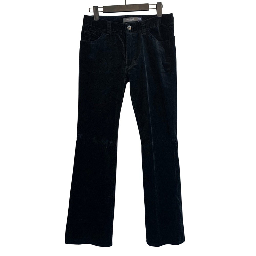 Vintage Gap Black Velvet Boot Cut Stretch Pants Mid Rise Y2K Size 6R‎